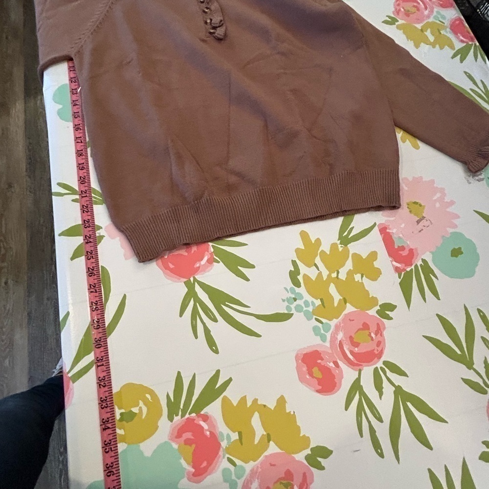 BTFBM XL NWOT Viscose Rayon Blend adorable brown sweater Ruffel detail - Picture 8 of 9